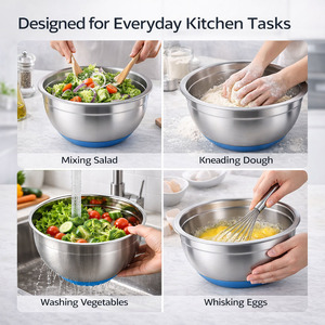 <span class=keywords><strong>Bol</strong></span> à salade en acier inoxydable avec couvercle en <span class=keywords><strong>verre</strong></span>, <span class=keywords><strong>hachoir</strong></span>, râpe, ensemble de bols mélangeurs pour cuisine, restaurant, traiteur, alimentation et service - Product Image 3
