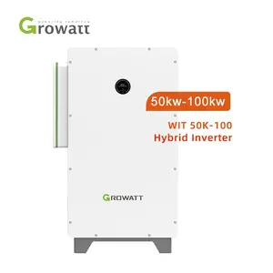 Nieuwste Growatt Wit 50-100K-Hu 50kw 63kw 75kw 100kw Hybride Zonne-Energie Omvormer Commerciële Opslag Omvormer 100kw Hybride Omvormer