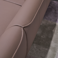 Ensemble de canapés d'angle en L incurvé de designer, en cuir véritable épais et rembourré en éponge, pour salon de villa de luxe moderne