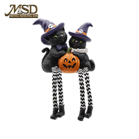 Halloween-Eulen-Statue aus Harz mit Kürbis und hängenden Beinen, Gothic-Dekor im Holzschnitzstil, Heimdekoration, Großhandel, Fabrik, OEM