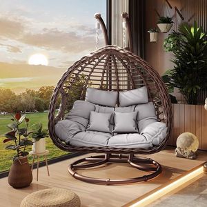 Chaise <span class=keywords><strong>à</strong></span> <span class=keywords><strong>bascule</strong></span> d'intérieur pour l'extérieur en rotin Chaise balançoire populaire <span class=keywords><strong>à</strong></span> double suspension pour nid d'oiseau Hamac avec filet pour la maison Balcon Cour - Product Image 3
