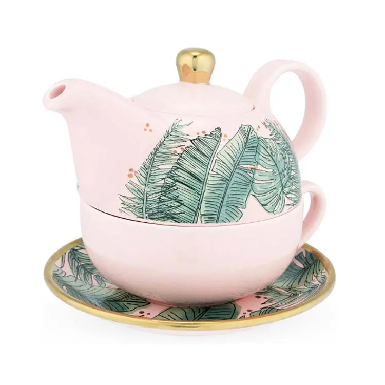 Anpassung Keramik Teekanne für einen Satz Porzellan Teekanne mit Tasse einzelne gebrauchte stapelbare Topf Teekanne für eine