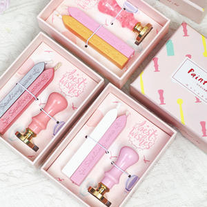 Ensemble de tampons à cire rose macaron, mini boîte cadeau, outils pour sceller la cire, pour mariage, Saint-Valentin - Product Image 1