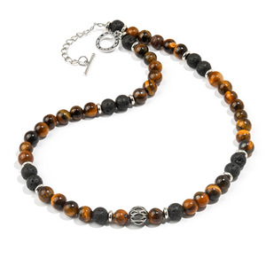 Handgemaakte trouwketting tijgeroog ronde vorm verguld kralen verstelbaar fijne kralenkettingen - Product Image 3