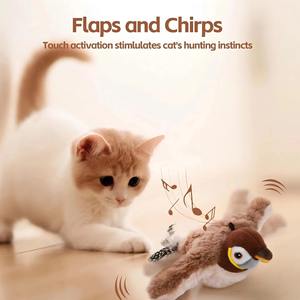 Jouet en peluche pour chat Uf Pet, oiseau qui bat des ailes, rechargeable, interactif, intelligent, écologique, durable, activé par le toucher, qui chante pour les chats - Product Image 6