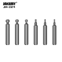 JAKEMY JM-Z24 Jeu de 6 embouts de tournevis hexagonaux à tête sphérique en acier S2, inclinaison de 25 degrés, OEM disponible, couleur et logo personnalisables