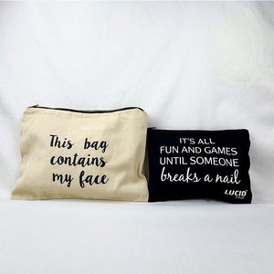 Hot Sale Custom Logo Women Travel Beauty Organic Cotton Fabric <b>Make</b> <b>up</b> Toiletry Makeup Zippered <b>Pouches</b> Canvas Cosmetic Bag - Product Image 1