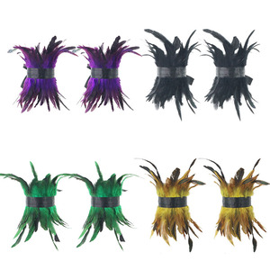 Coprigambe Gotico Nero con Piume di Gallo per Halloween, Festival, Mascherata, Costume, Accessori per Montaggio Maschera - Product Image 5