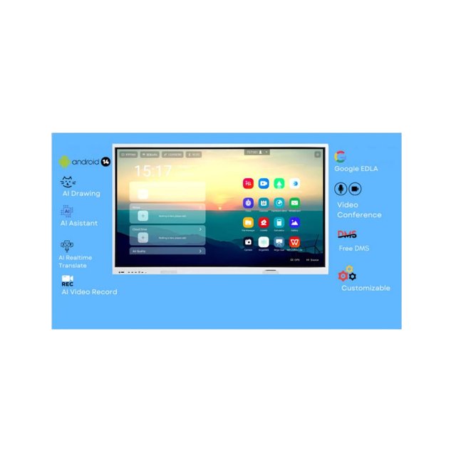Interactive Digital Smart Board Touch Screen 4K Dual OS Electronic Whiteboard 75/86 Inch for Meetings