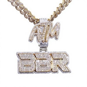 Collier pendentif Big Zay plaqué or 18 carats avec diamant naturel, style hip-hop, unisexe, à porter au quotidien, taille brillant, certifié IGI, cadeau - Product Image 3