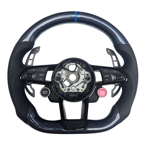 Nouveau produit phare : Volant en cuir perforé en fibre de carbone pour modèles Audi A3, A4, A4L, A5, A7L, A8, Q5, Q7, B9, A6, R8 - Product Image 1