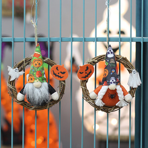Decoraciones de Guirnalda de Gnomos de Halloween para Interiores y Exteriores, Adorno Colgante para Puerta o Pared con Forma de Flor, Decoración para Fiestas HX-2253 - Product Image 1