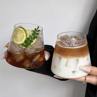 Verre sans pied et sans couvercle en verre soufflé à la main, inspiré d'Instagram, en forme de mont Fuji de style japonais, pour Americano glacé et Latte, usage domestique