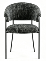 Fauteuil moderne avec structure en métal, chaise de salle à manger en tissu noir design, chaise commerciale pour restaurant, hôtel et banquet