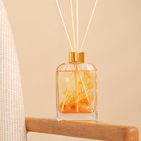 Diffuseur de parfum artisanal sans alcool aux fleurs préservées, flacon plat en verre, parfum longue durée, désodorisant sans fumée
