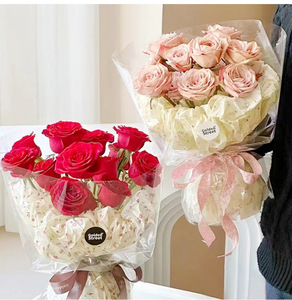 Papier de soie romantique à la rose, écologique, recyclable, 38 g/m², enduit d'un seul côté, PVC, fait à la main, matériel floral pour bricolage, bouquet - Product Image 4