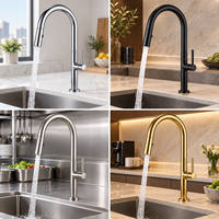 Robinet de cuisine monocommande à arc relevable en acier inoxydable chromé, pivotant à 360°, pour évier domestique