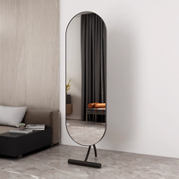 Porte-revues en acier inoxydable de style moderne avec miroir pleine longueur, unité de rangement avec miroir mobile, miroir sur pied