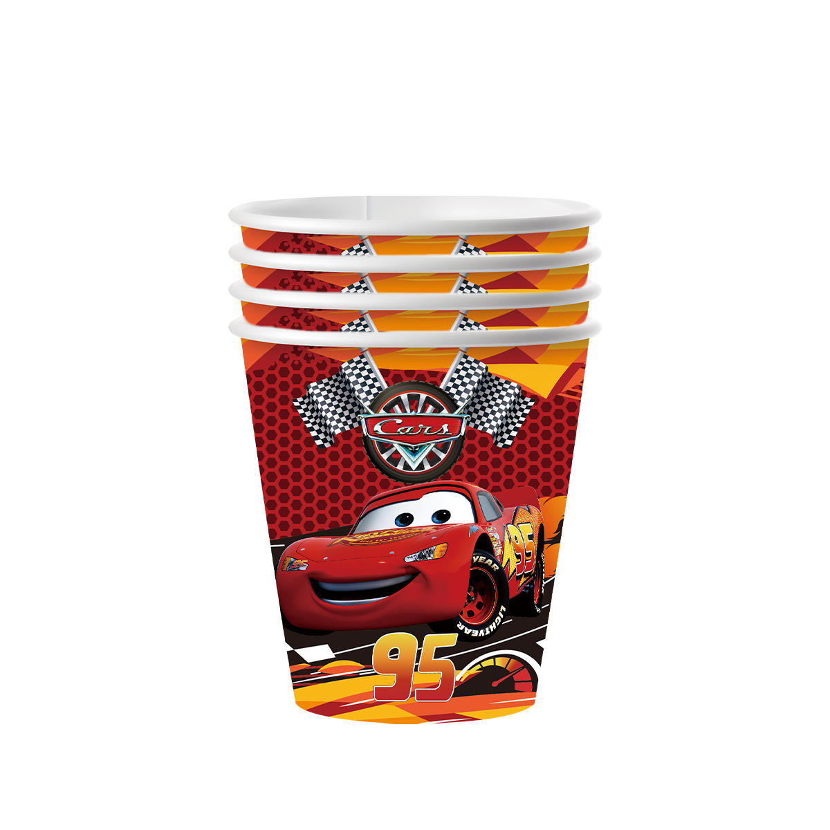 coche rojo 10 vasos de papel