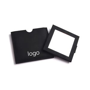 Custom Logo Black Silkscreen Printing PU Leather Makeup Pocket <b>Mirror</b> <b>Rectangle</b> Shape with Pouch - Product Image 4