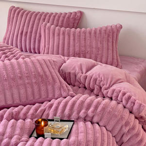 Winter Fleece <strong>Fluffy</strong> Polyester King Size Bedding Bedcover <strong>Set</strong> 1 <strong>Duvet</strong> Cover Zipper Closure 2 Pillow Cases 3Pcs Bedding <strong>Sets</strong> - Product Image 3