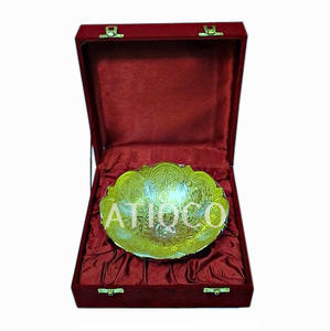 Frutero de latón chapado en oro en caja de terciopelo para regalos corporativos Bandeja elegante Plato seguro de alta calidad Ecológico - Product Image 2