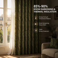 Rideaux occultants de luxe à motifs floraux gaufrés, 2 coloris, isolants thermiques, pour la décoration de villas et d'hôtels