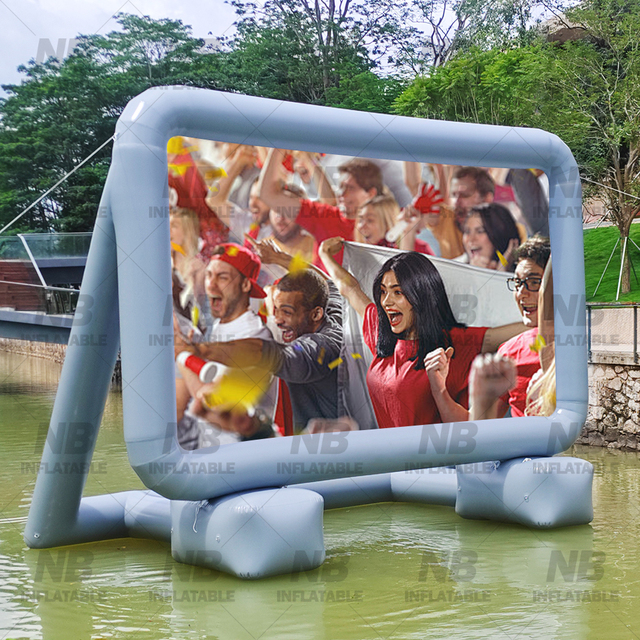 Customized Outdoor Waterproof PVC Inflatable Screen Projector Portable Inflatable Movie Screen Theatre Floating on Water