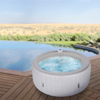 Baignoire gonflable portable moderne en PVC avec fonction de massage, couleur bleue, pour 2 personnes, bain à remous extérieur, capacité 550L, pompe manuelle incluse