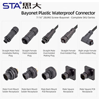 Conector de Cable Impermeable IP68 Equivalente a LTW, Ensamblaje de Bloqueo Rápido, Desmontable, 2, 3, 4, 5, 6, 8 Pines, Macho y Hembra, Enchufe Instalable en Campo