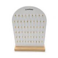 Support de présentation de bijoux en acrylique avec logo personnalisé, base en bois, crochets en métal doré, présentoir pour boucles d'oreilles et pendentifs