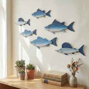 Mediterranean Style 3D Fish <b>Wall</b> Decoration Blue Irregular Shape Home <b>Decor</b> Hanging Item - Product Image 3