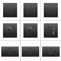 Prise murale noire 13A avec prise de charge rapide USB Type C 18W, prise de courant murale avec chargeur USB, interrupteur britannique avec prise