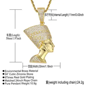 New Retro Religious Jewelry Real Gold Pendant Micro Inlay Zircon Stone Diamond Pendant Necklace For Men Women Jewelry