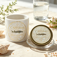 Étiquettes personnalisées imperméables de luxe holographiques et durables en feuille d'or gaufrée pour boîtes de conserve de caviar, œufs de sturgeon noir et œufs de poisson en étain