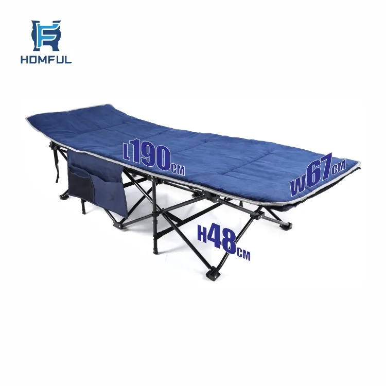HOMFUL Iron Frame Camping Folding Bed Sleeping Bed Camping Cot Camping Beds With Comfortable Thick Pad