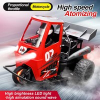 Moto RC à trois roues haute vitesse DODO avec groupe lumineux, groupe audio, échappement fumigène avec effet de feu, et fonction de klaxon.