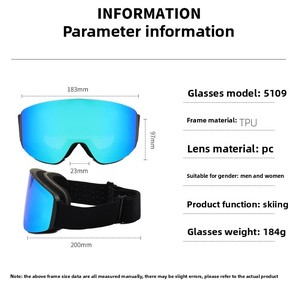 방풍 사용자 정의 로고 안티 포그 스포츠 럭셔리 안경 성인 UV400 보호 스노우 보드 도매 하이 퀄리티 마그네틱 스키 고글 - Product Image 4