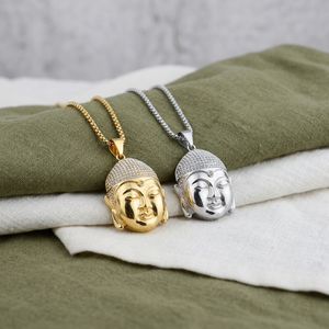 Colgante de Buda con incrustaciones de moissanita y diamantes en Plata 925, estilo Hip Hop, de lujo, para fiestas, eventos y ocasiones especiales, joyería de moda con diseño espiritual. - Product Image 4
