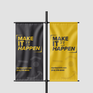 वर्षगांठ समारोह के लिए कस्टम डबल पक्षीय pvc स्ट्रीट बैनर रोड वे ध्वज - Product Image 1