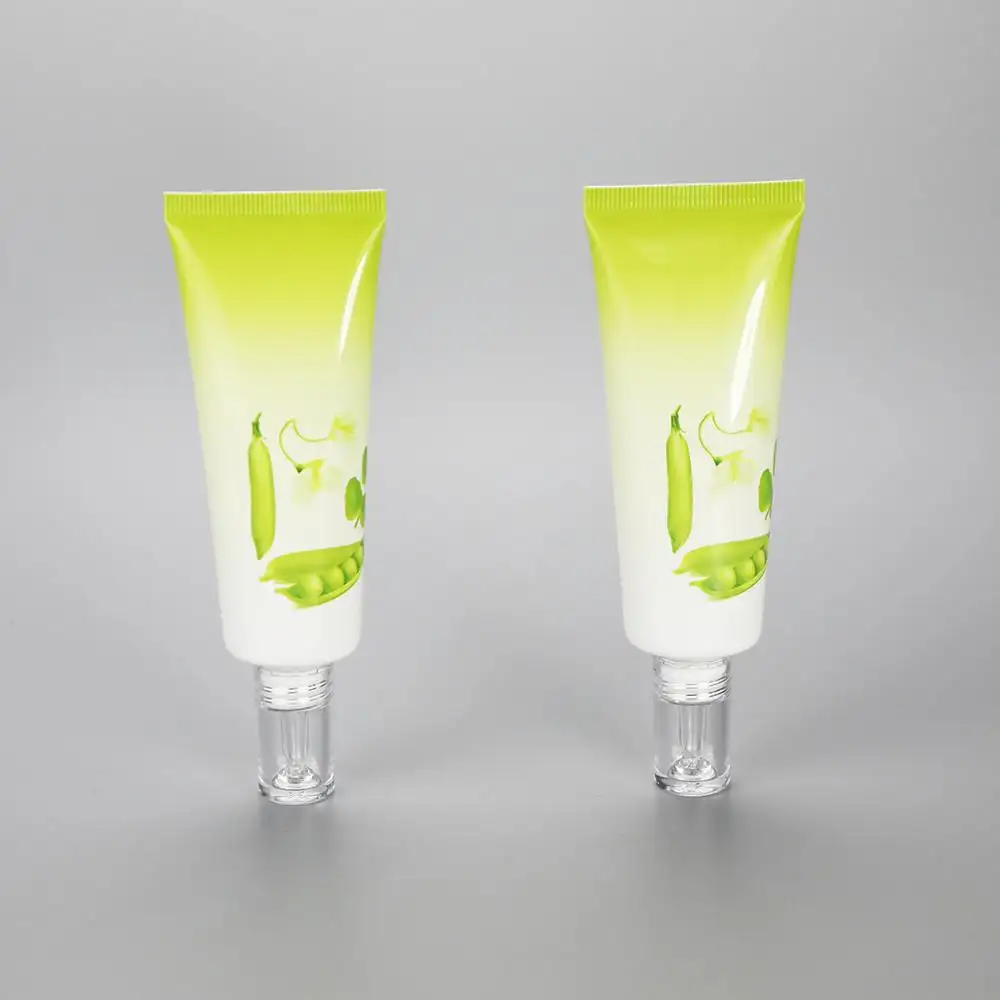 30ml 40ml 50ml Gradient green glossy round PE squeezable tube luxury dropper applicator tube