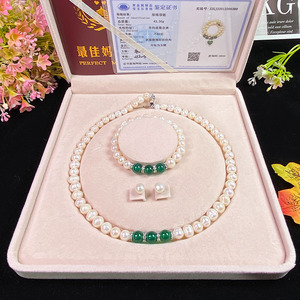 Set di <span class=keywords><strong>gioielli</strong></span> in argento di 925 pregiato con collana di perle regalo <span class=keywords><strong>per</strong></span> la <span class=keywords><strong>festa</strong></span> <span class=keywords><strong>della</strong></span> <span class=keywords><strong>mamma</strong></span> set di <span class=keywords><strong>gioielli</strong></span> collana di perle d'acqua dolce bianca da 9mm e naturale collana di perle da donna