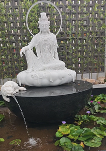 विशाल आउटडोर उद्यान सफेद संगमरमर की पत्थर ध्यान देने वाली बुद्ध प्रतिमा जल का फव्वारा आउटडोर - Product Image 2