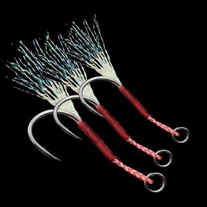Hameçons simples à plaques de fer barbelées noués à la main Egrets Fly pour la pêche en mer depuis bateau, lot de 20 hameçons de jigging lent pour leurres durs - Product Image 3