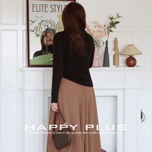 เสื้อคอเต่าแขนยาวสำหรับผู้หญิง รุ่น Runqi สีพื้น ผ้าฝ้ายนุ่ม ไซส์ใหญ่ สีเบจ - Product Image 2