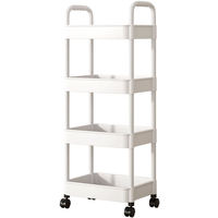 Chariot de rangement en plastique à roulettes multifonctionnel, robuste, quatre niveaux, abordable pour la cuisine, le salon, le bureau, vente en gros