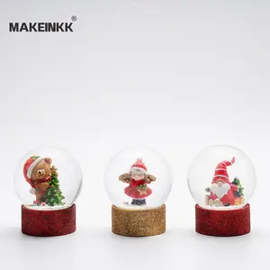 Custom Cheap Resin Glass Christmas Lantern Snow Globe With Blowing Snow