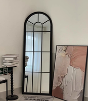 American Industrial Arched Window Pane Retro Church Window Decoration Mirror Iron Art Wall Mounted Mirror