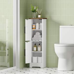 Gabinete de Almacenamiento Pequeño para Baño, Gabinete de Almacenamiento de Esquina Estilo Rústico con 2 Puertas y Estantes Ajustables, Gabinete para Papel Higiénico - Product Image 4