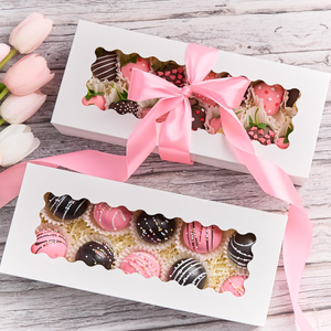 Boîtes de boulangerie biodégradables avec lamination mate, à ouverture automatique, pour friandises, collations, fraises enrobées de chocolat, bombes de chocolat chaud - Product Image 1